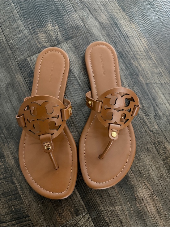 Tory Burch Shoes - Tory Burch Brown Miller Logo Thong Sandals
